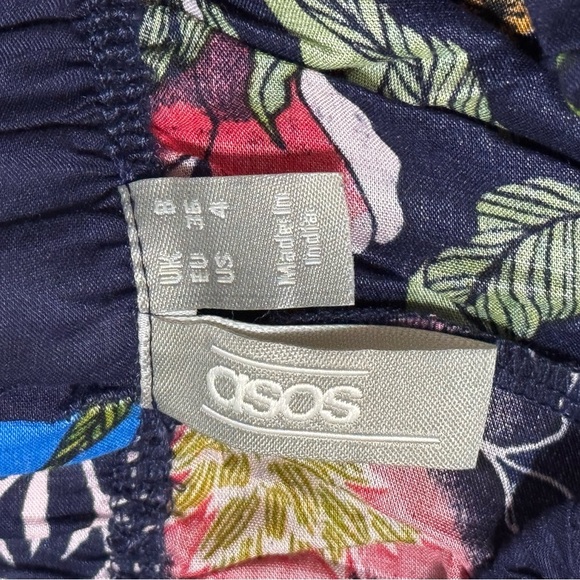 ASOS Floral Pajama Set Navy size 4 S NWT Long Sleeve Button Up Pants Spring PJ’s - Picture 4 of 7